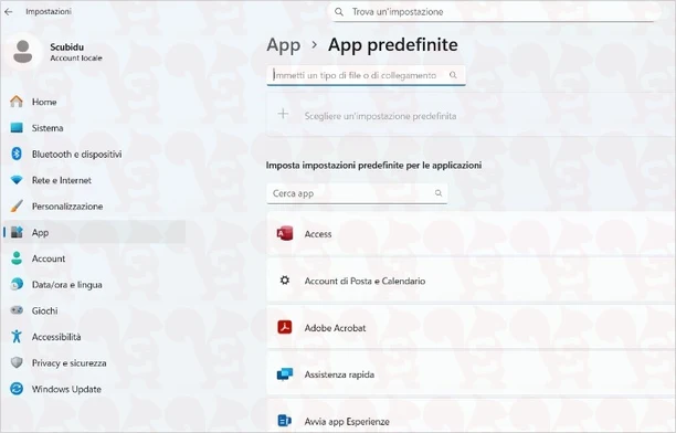 impostazioni app predefinite windows