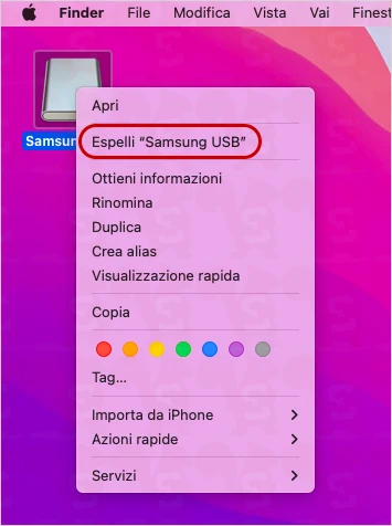 rimozione sicura usb macos scrivania