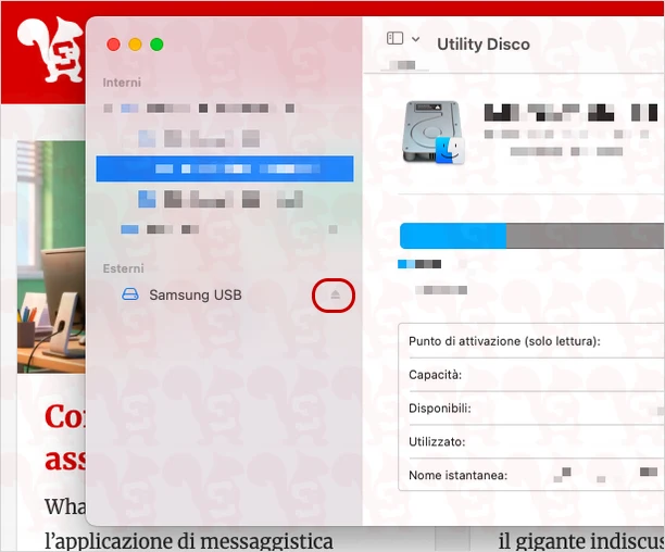 rimozione sicura usb macos utilitydisco