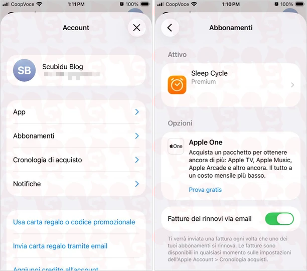 disdire abbonamento app store ios