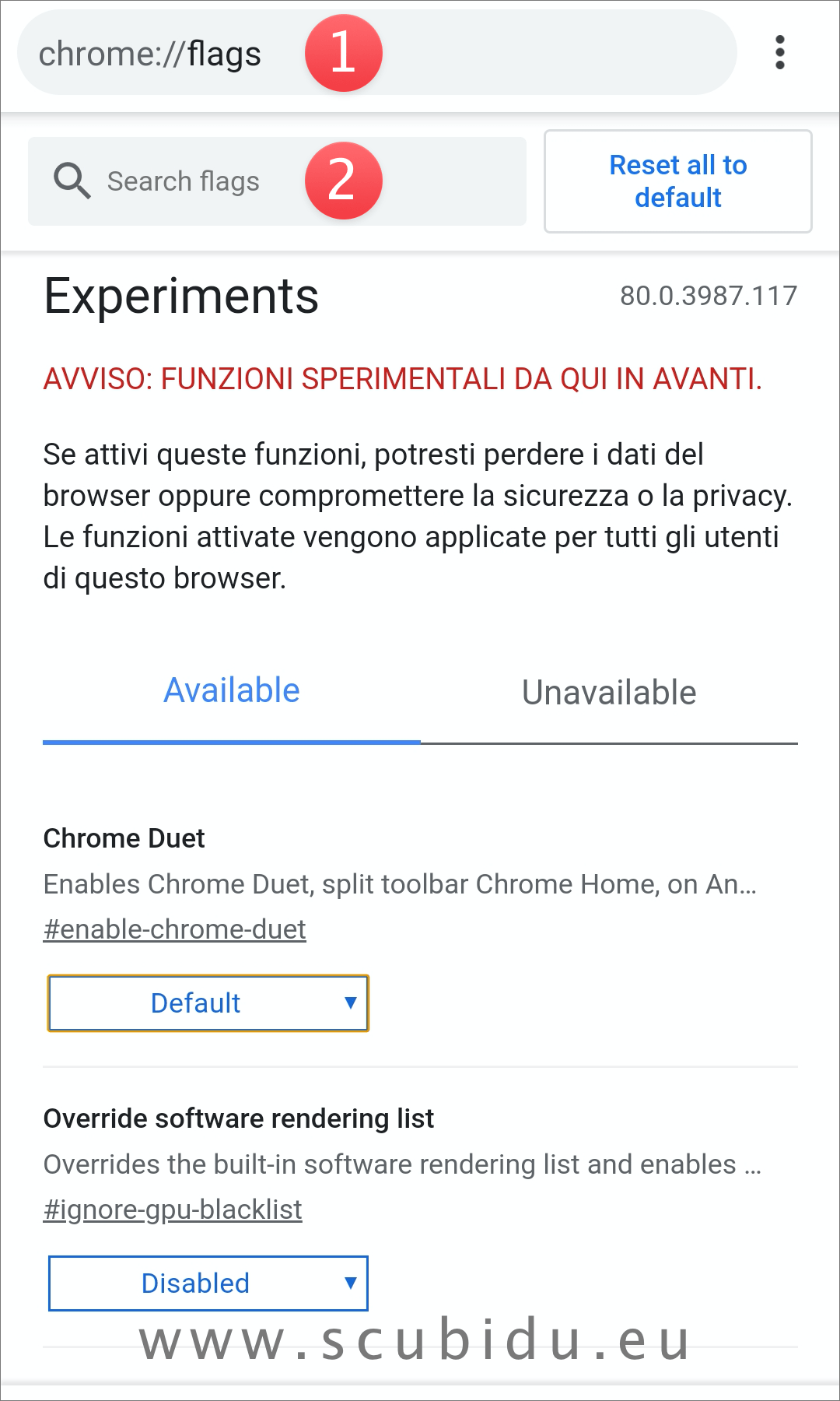 google chrome flag duet android