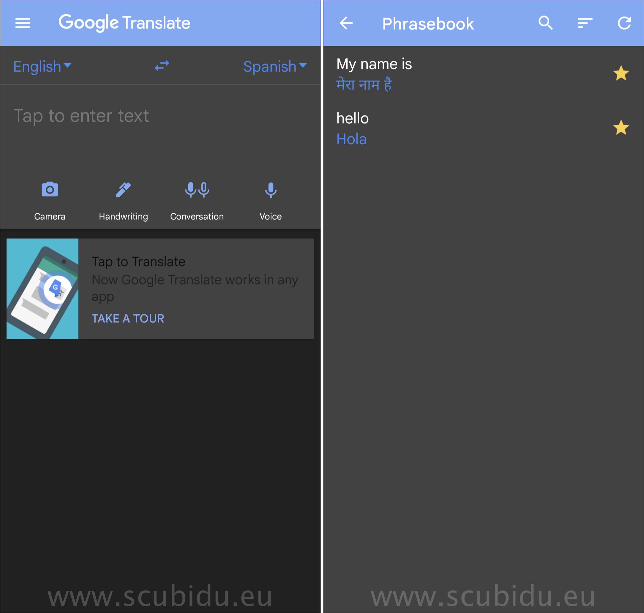 google translate dark mode android
