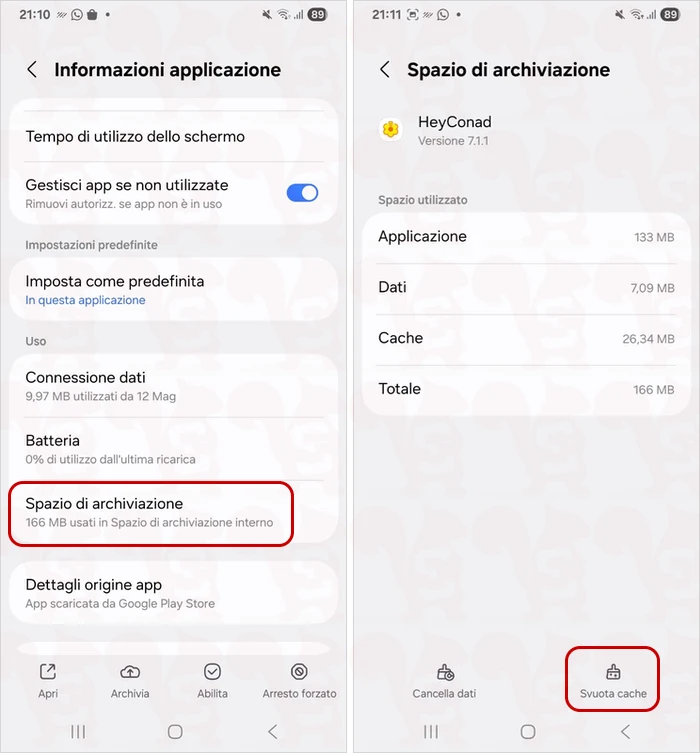 eliminare cache app android samsung