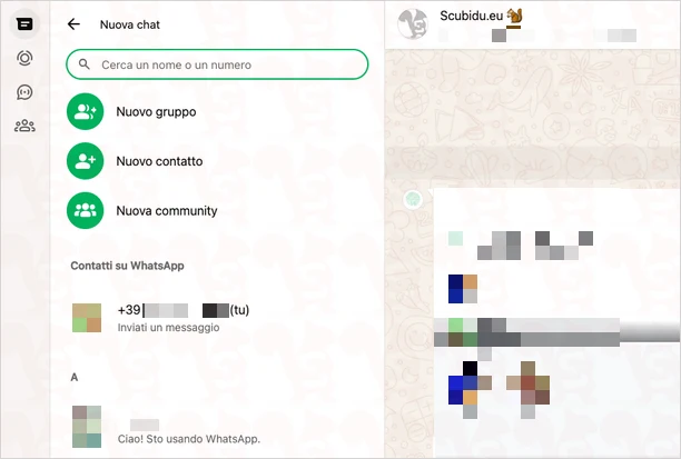 whatsapp web nuova chat