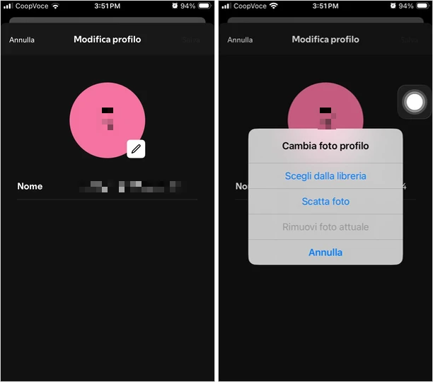cambiare immagine profilo spotify app