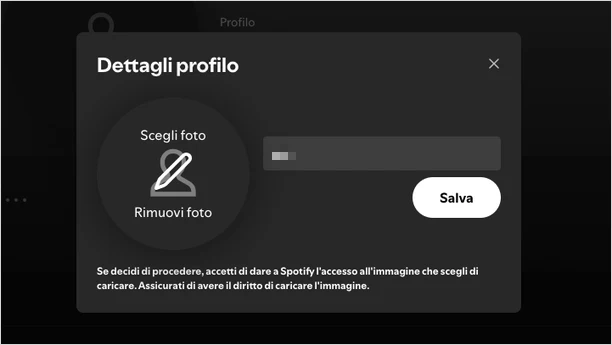 cambiare immagine profilo spotify desktop