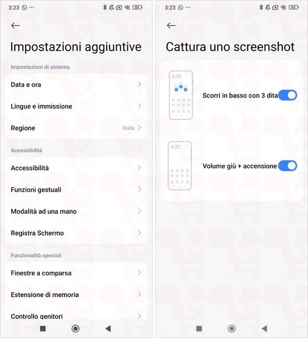 impostazioni screenshot xiaomi hyperos