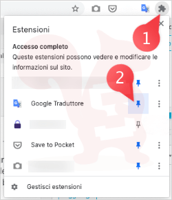 attivare estensione menu google chrome