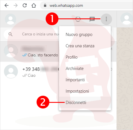 come disconnettere whatsapp web