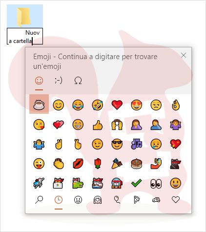 usare emoji per cartelle e file windows 10