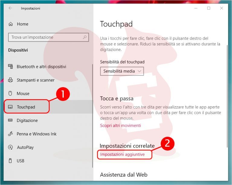 Windows 10, come disattivare il touchpad quando si il mouse