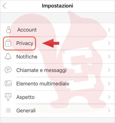 viber menu impostazioni privacy