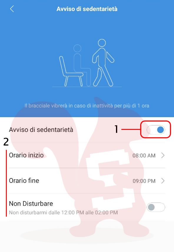 xiaomi mi band 6 avviso sedentarietà