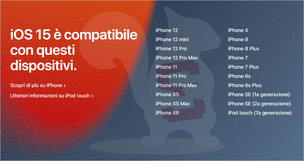 apple iphone ios 15 dispositivi compatibili