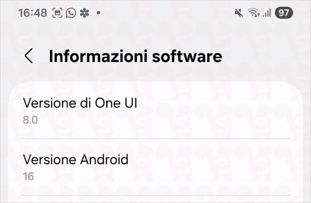informazioni versione sistema android oneui samsung