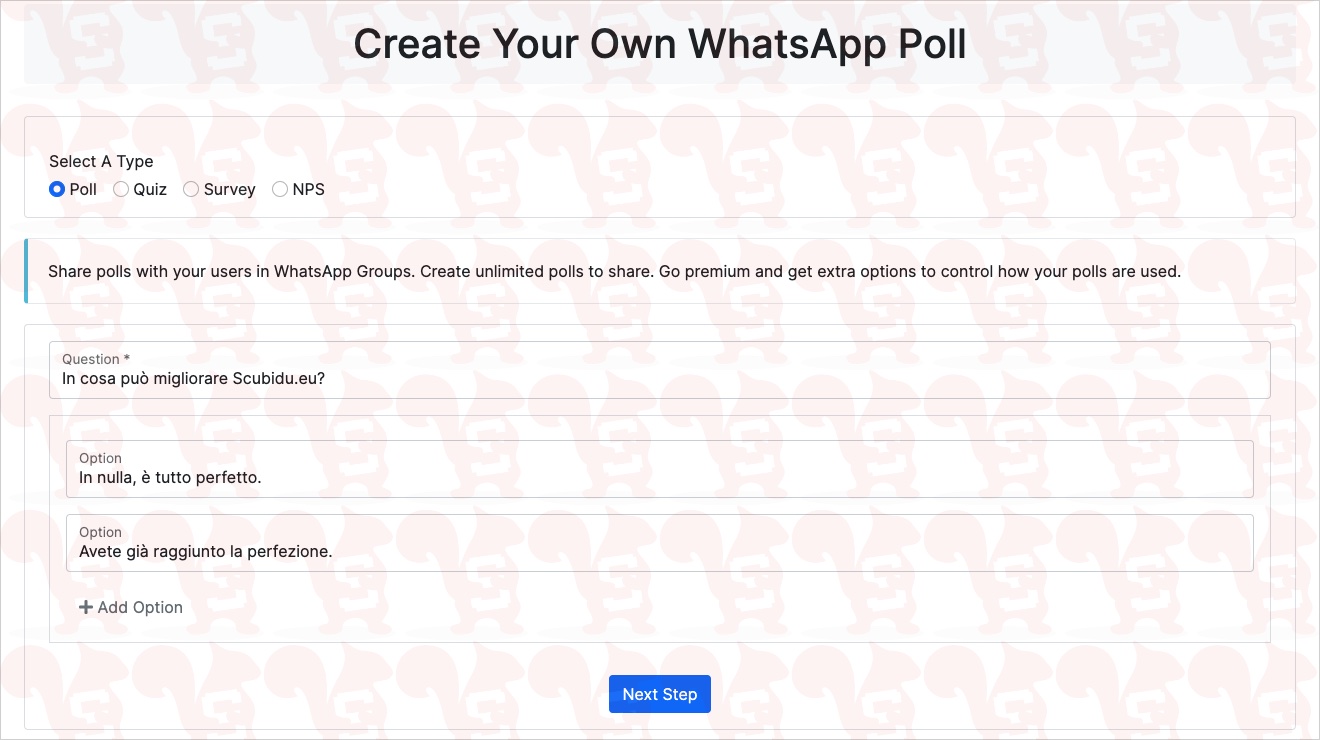 sondaggio su gruppo whatsapp