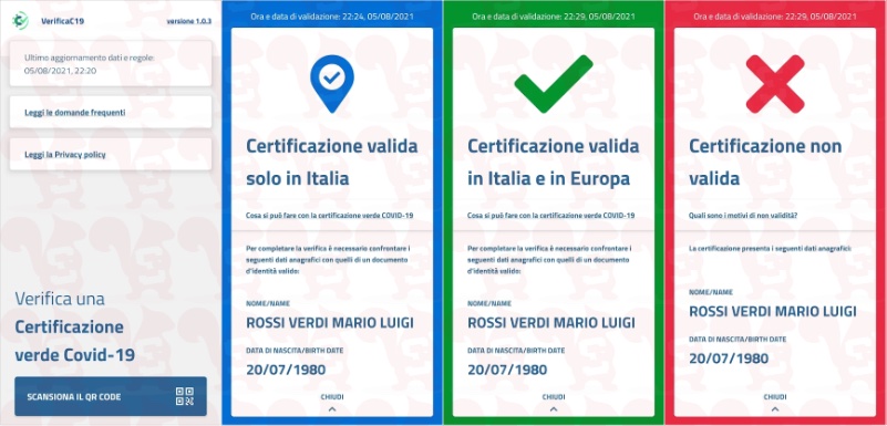 verificac19 green pass covid19 coronavirus