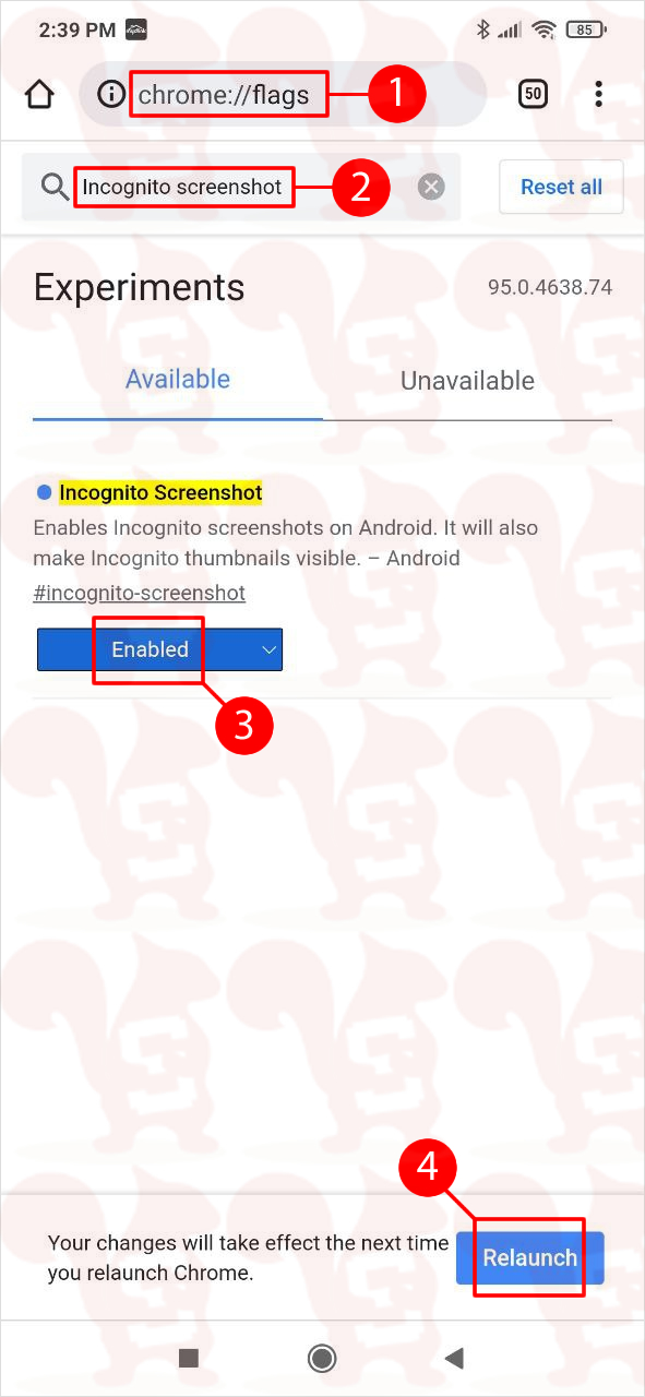 screenshot incognito chrome android