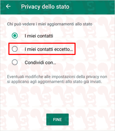 whatsapp android privacy stato