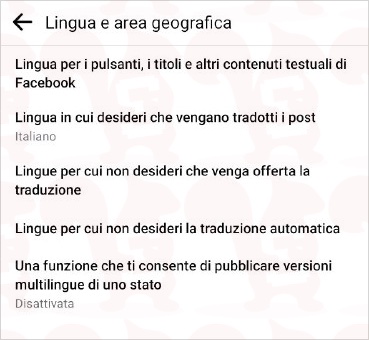 cambiare lingua facebook android