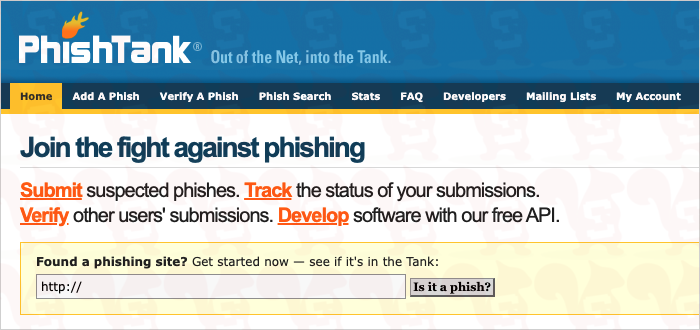 verificare link phishtank