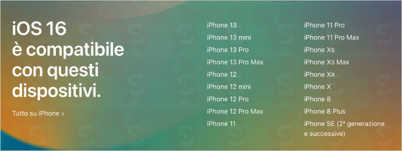 apple ios 16 iphone compatibili