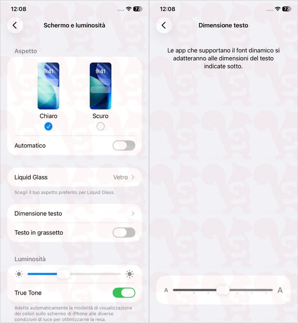 ingrandire testo ios schermo