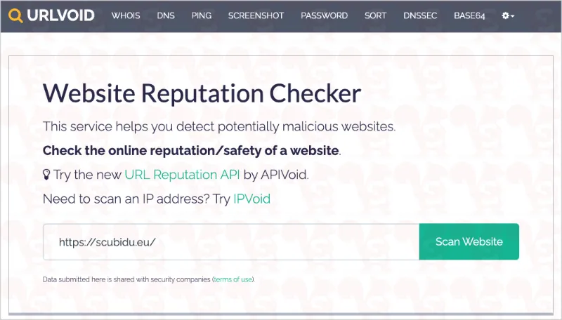 verificare link urlvoid