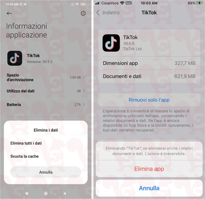 svuotare cache tiktok android ios