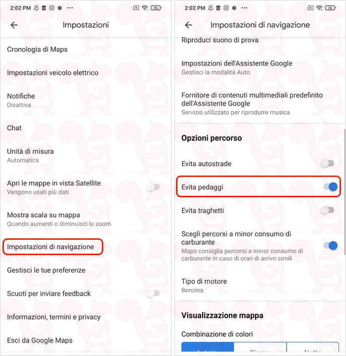 evitare ztl google maps app