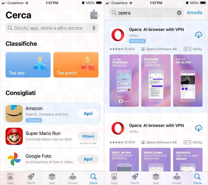 installare opera browser ios