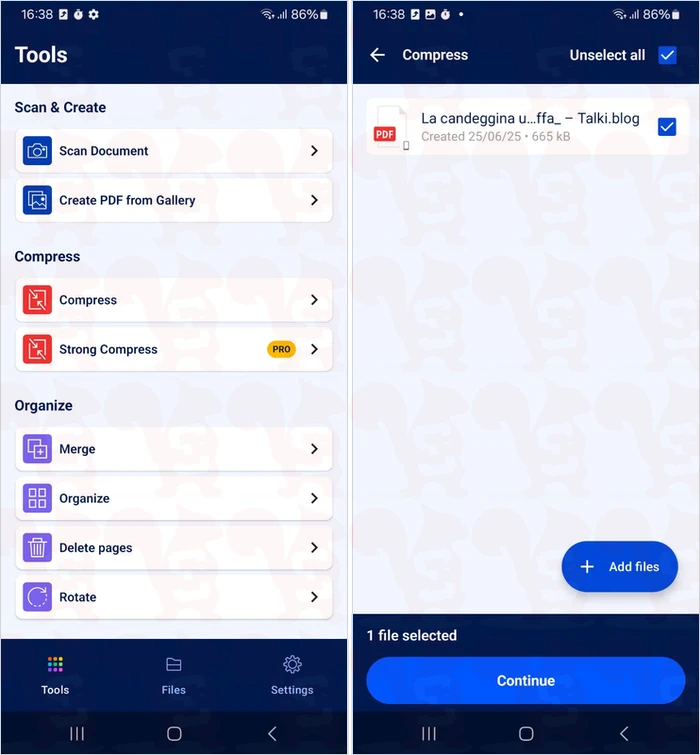 comprimere pdf android smallpdf