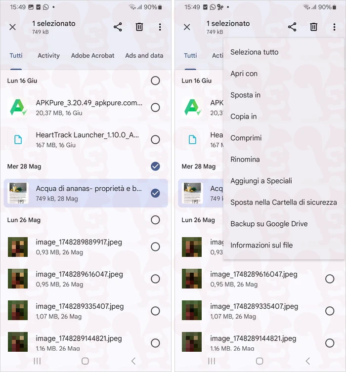 creare archivio android