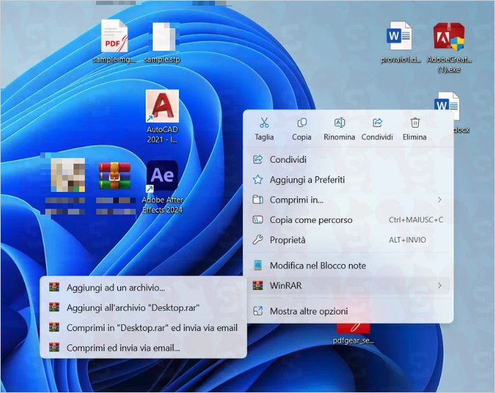 creare cartella compressa windows winrar