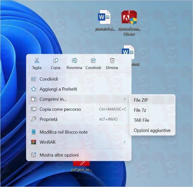 creare cartella compressa windows