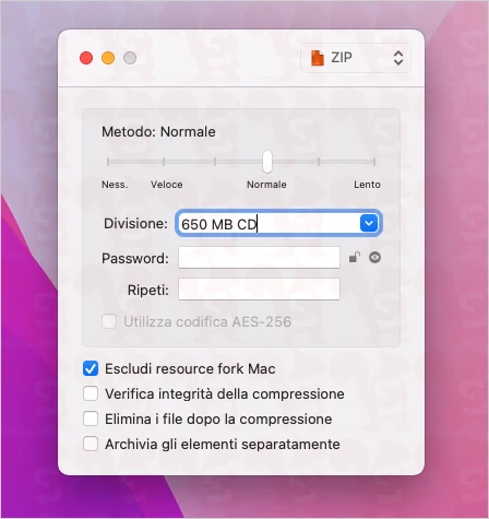 suddividere file keka