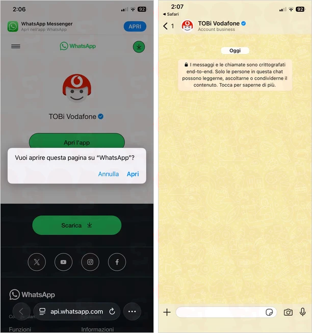 assistenza vodafone whatsapp