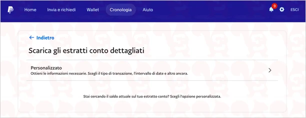 estratto conto paypal