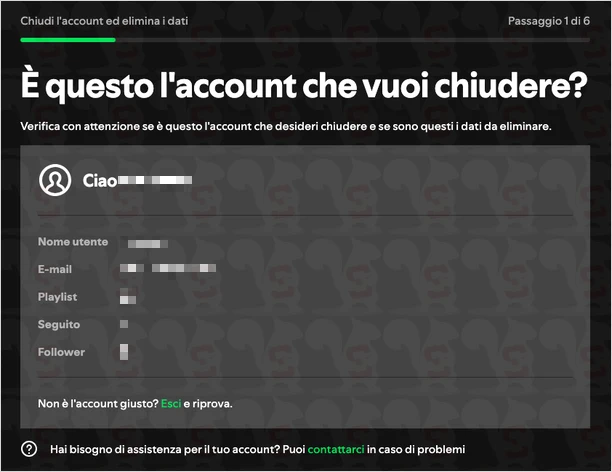 cancellare account spotify