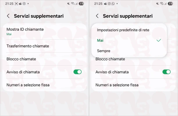 impostare numero privato android