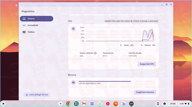 impostazioni diagnostica chromeos