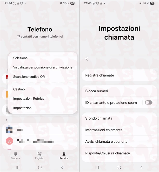 impostazioni id chiamante samsung