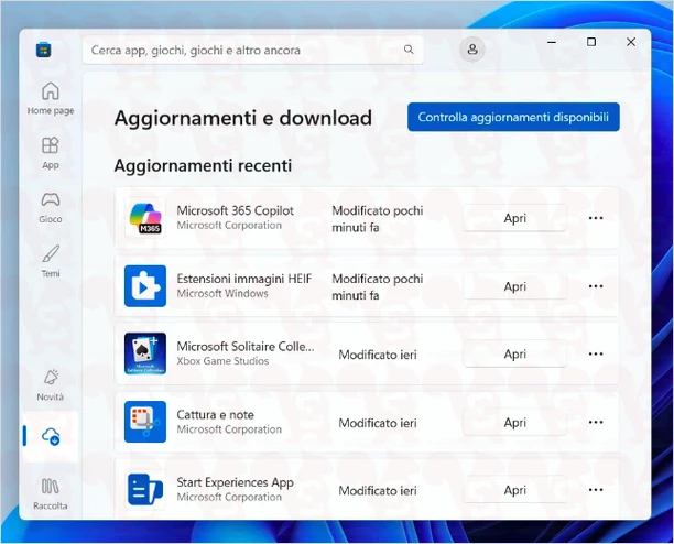 aggiornare app microsoft store windows