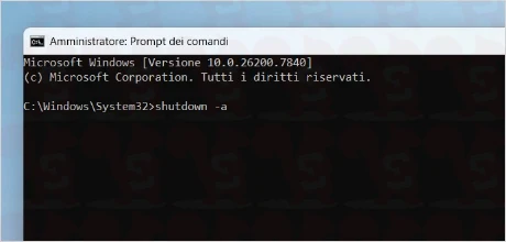 annullare spegnimento automatico windows prompt comandi