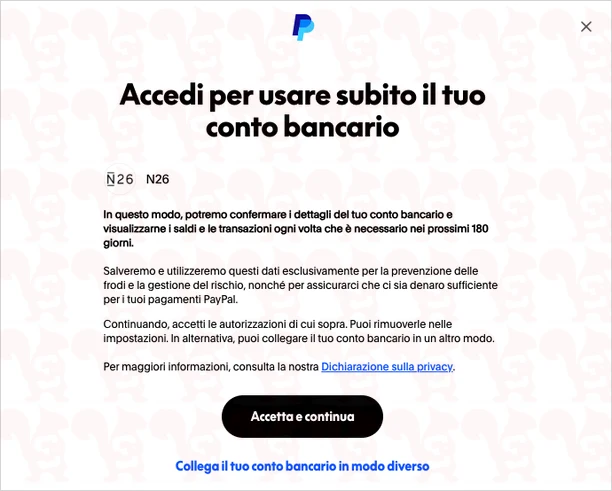 collegare conto bancario paypal desktop