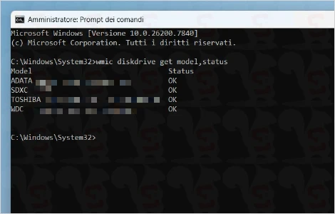 controllare stato disco windows prompt comandi