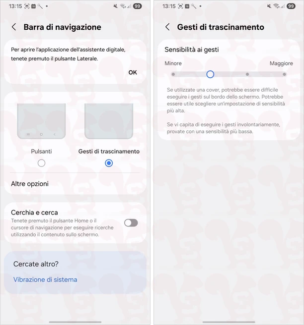 impostazioni gesture samsung