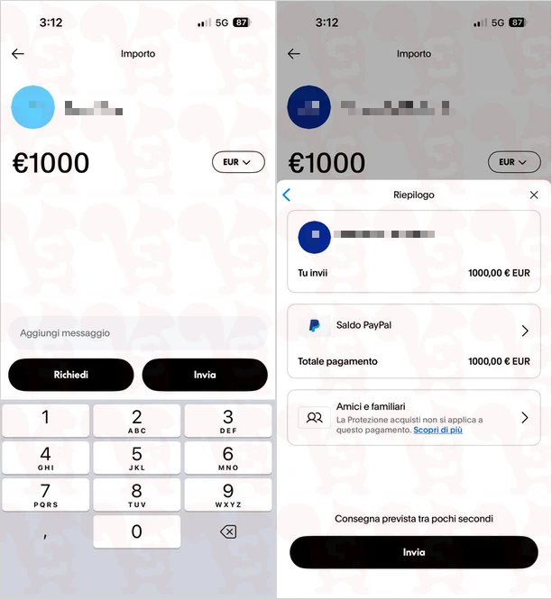inviare soldi paypal app