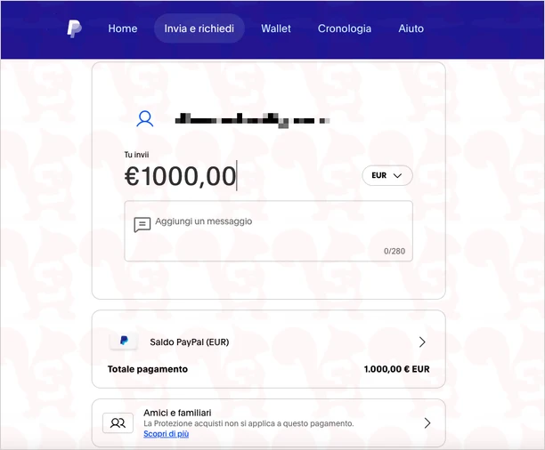 inviare soldi paypal desktop