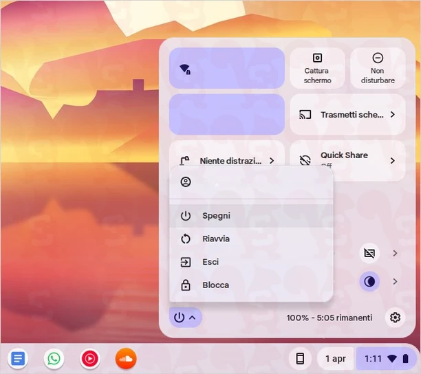 spegnere chromeos